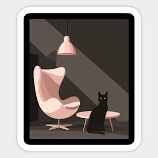 Century Modern Cat Interiors Sticker